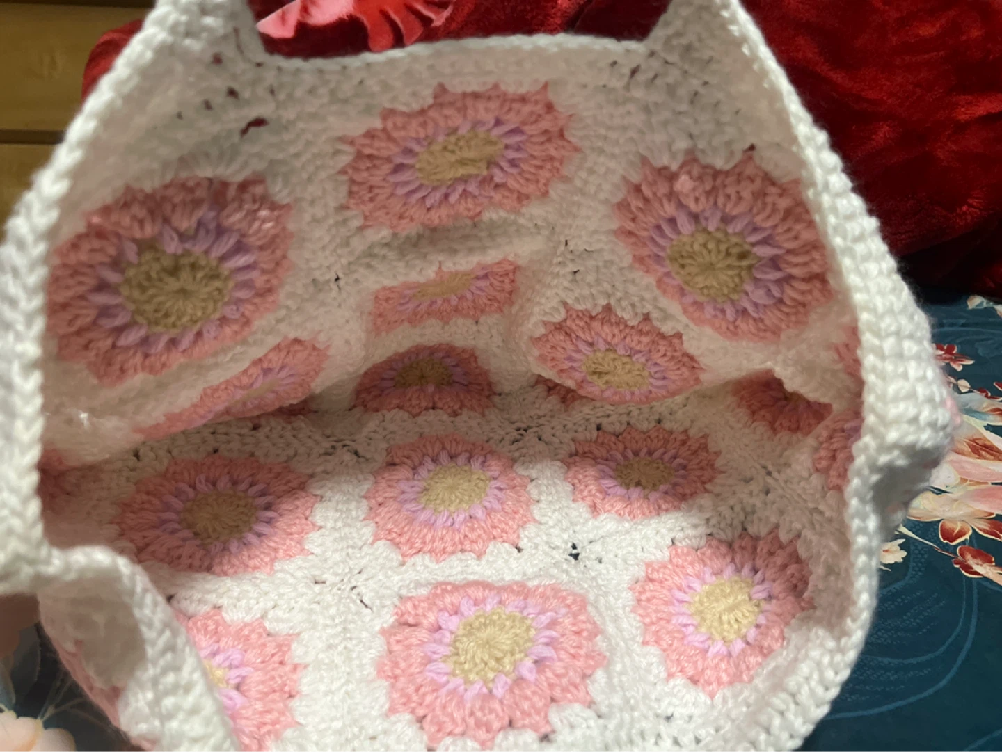 Handmade Crochet Flower Tote Bag - photo 3