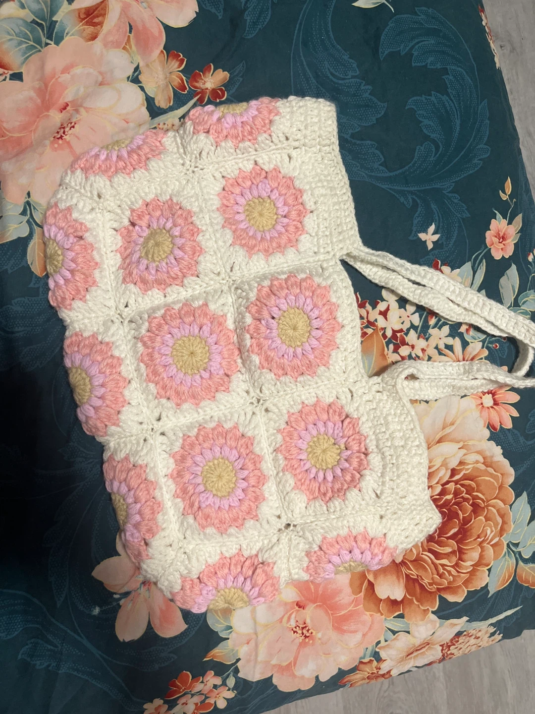 Handmade Crochet Flower Tote Bag - photo 2
