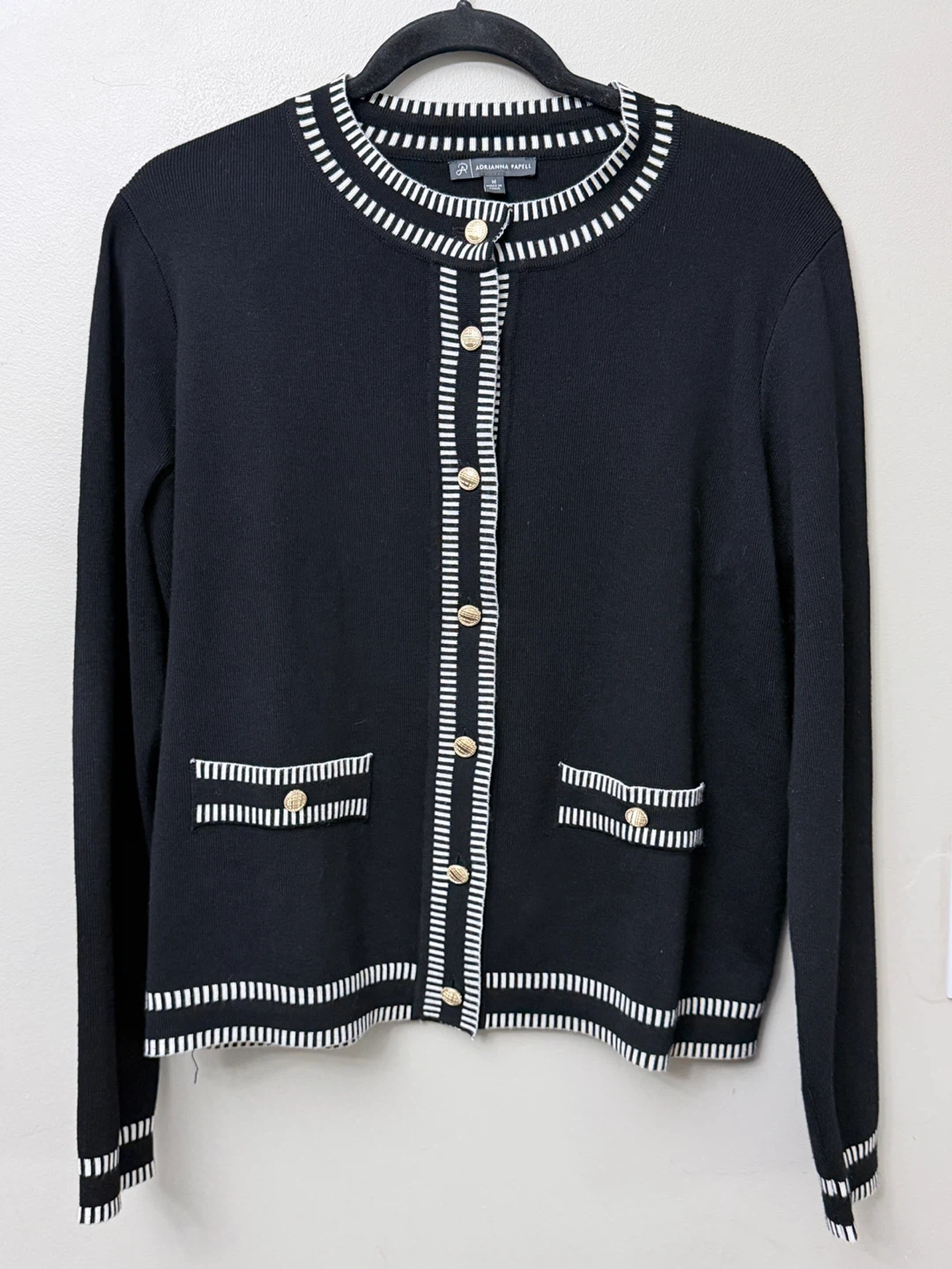 Adrianna Papell Black & White Cardigan - Size Medium - photo 2