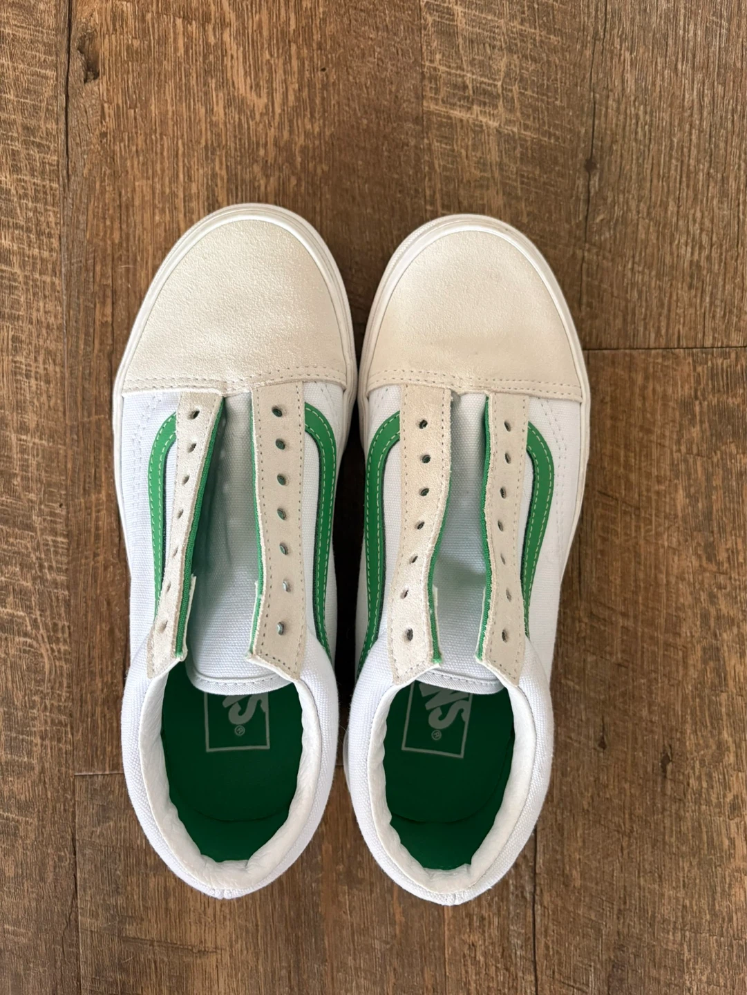 Vans Old Skool White Green Sneakers