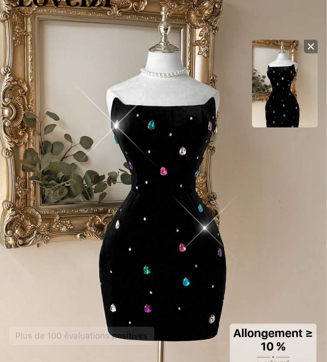 Robe noire en velours avec ornements