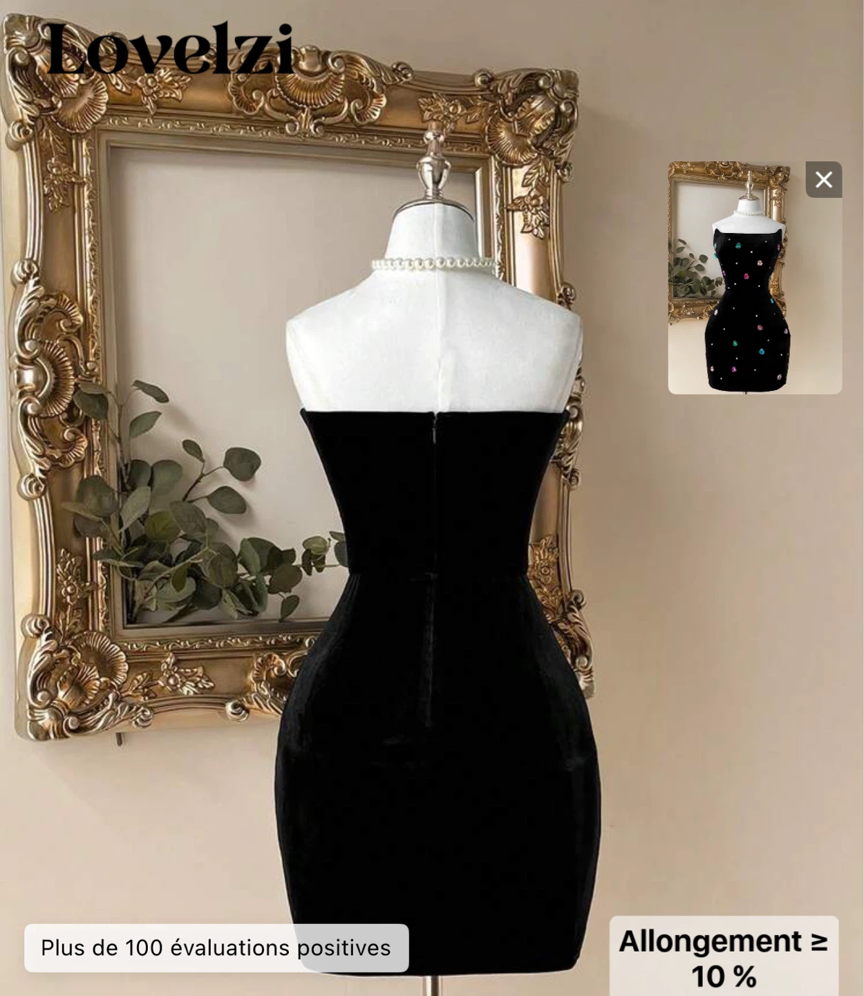 Robe noire en velours avec ornements - photo 2