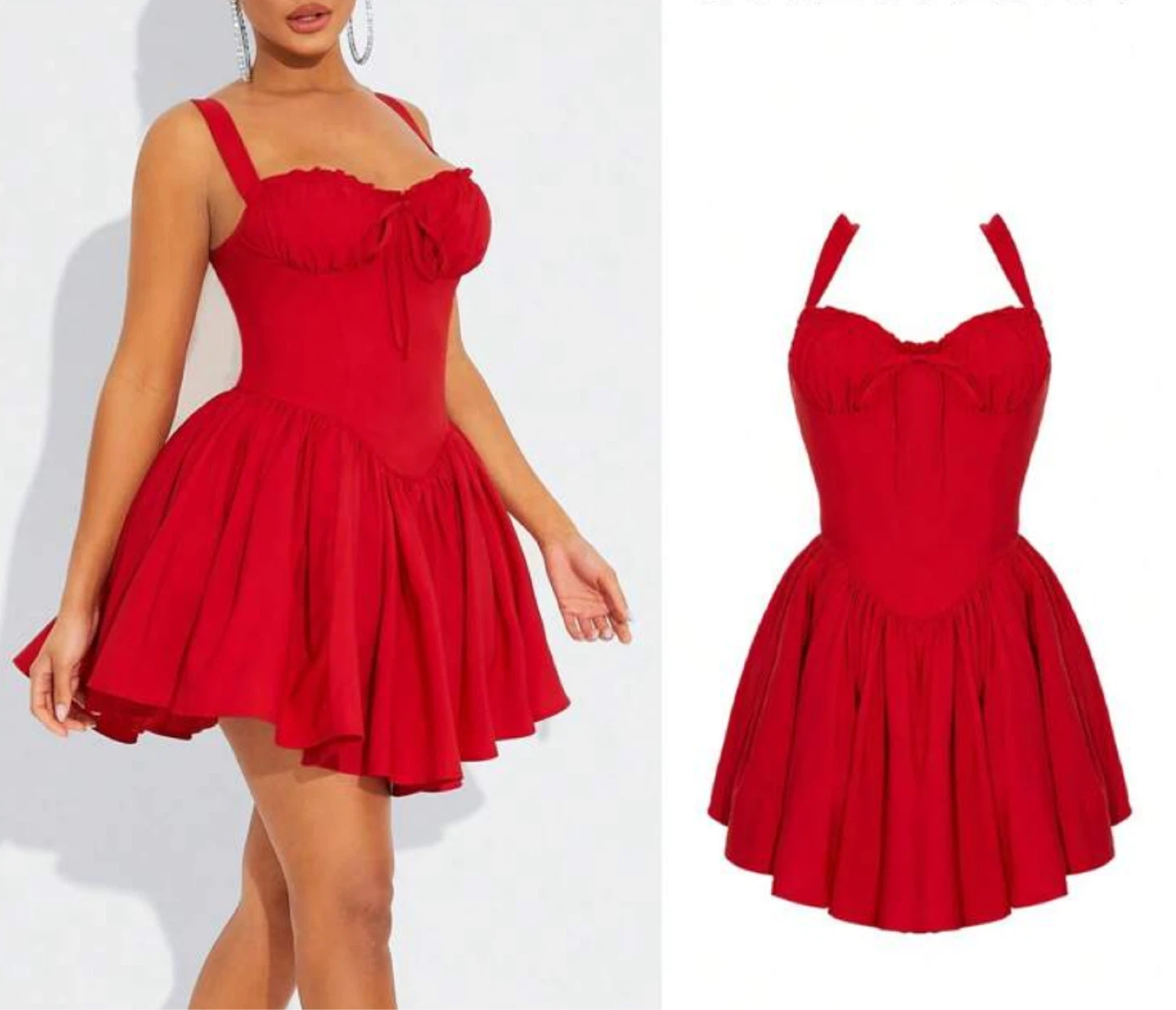 Robe rouge courte à bretelles