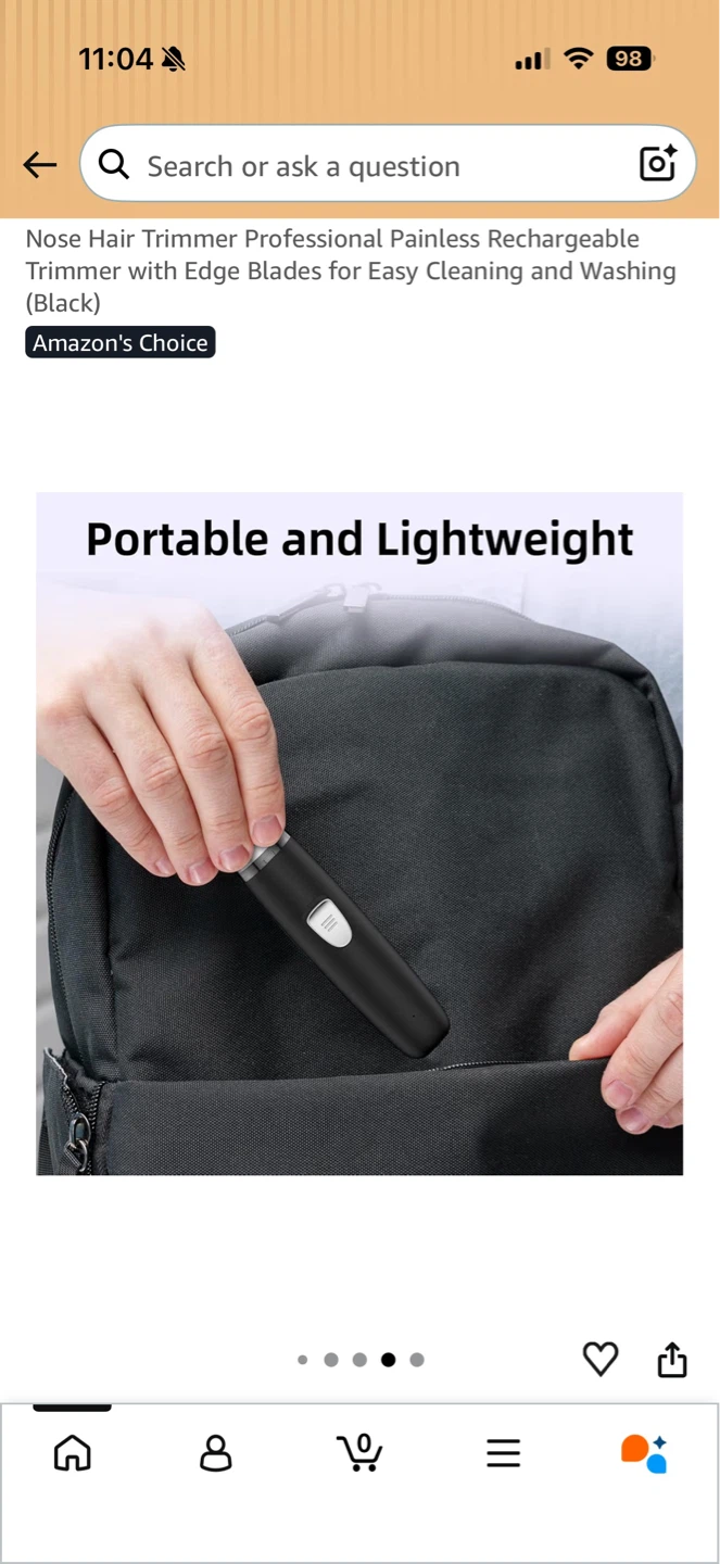 Black Rechargeable Nose and Ear Hair Trimmer - photo 5