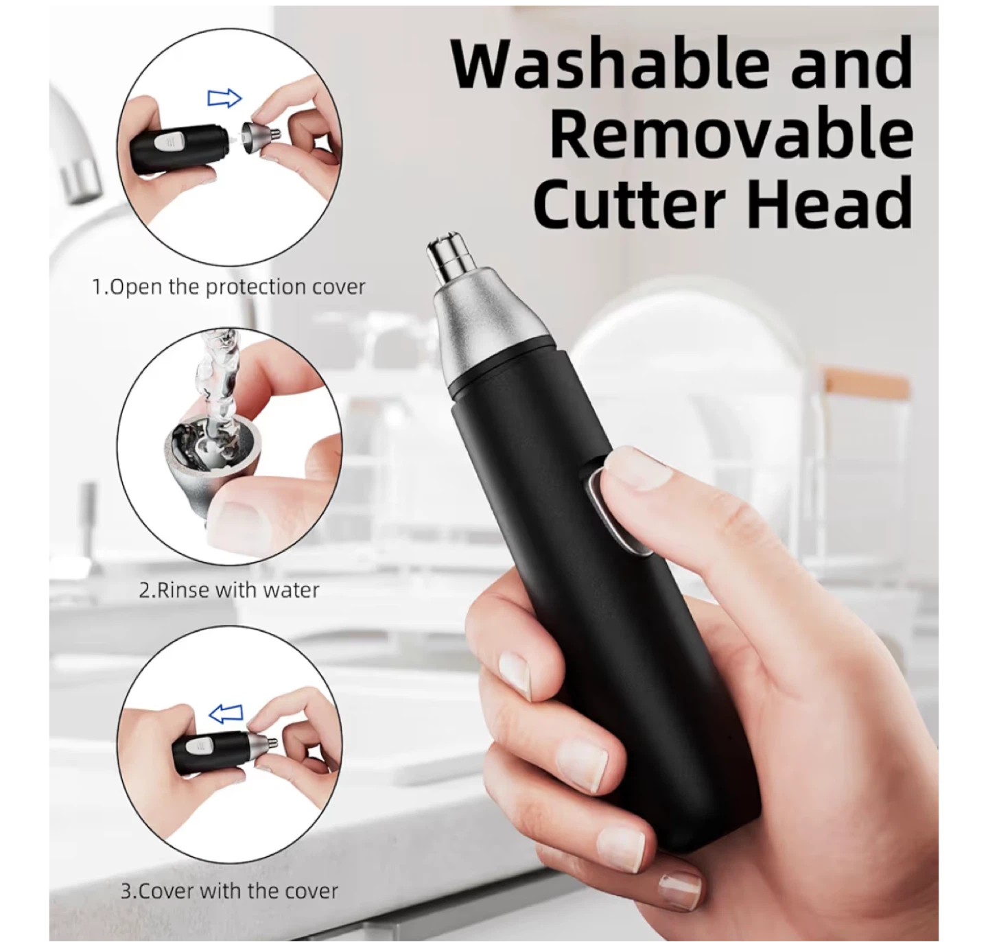 Black Rechargeable Nose and Ear Hair Trimmer - photo 4