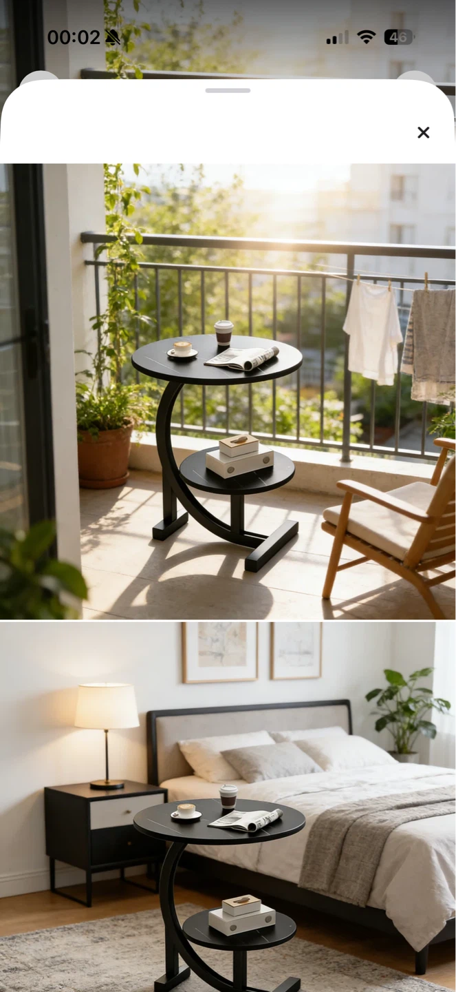 C shaped Top Side Table with Shelf - photo 5