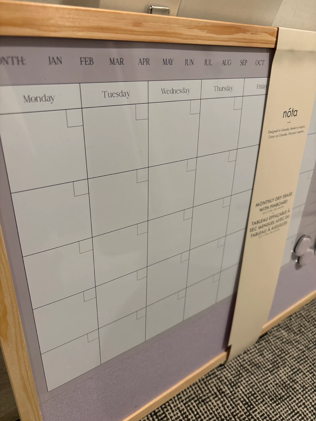 Nóta Monthly Dry Erase with Pinboard Calendar - photo 4