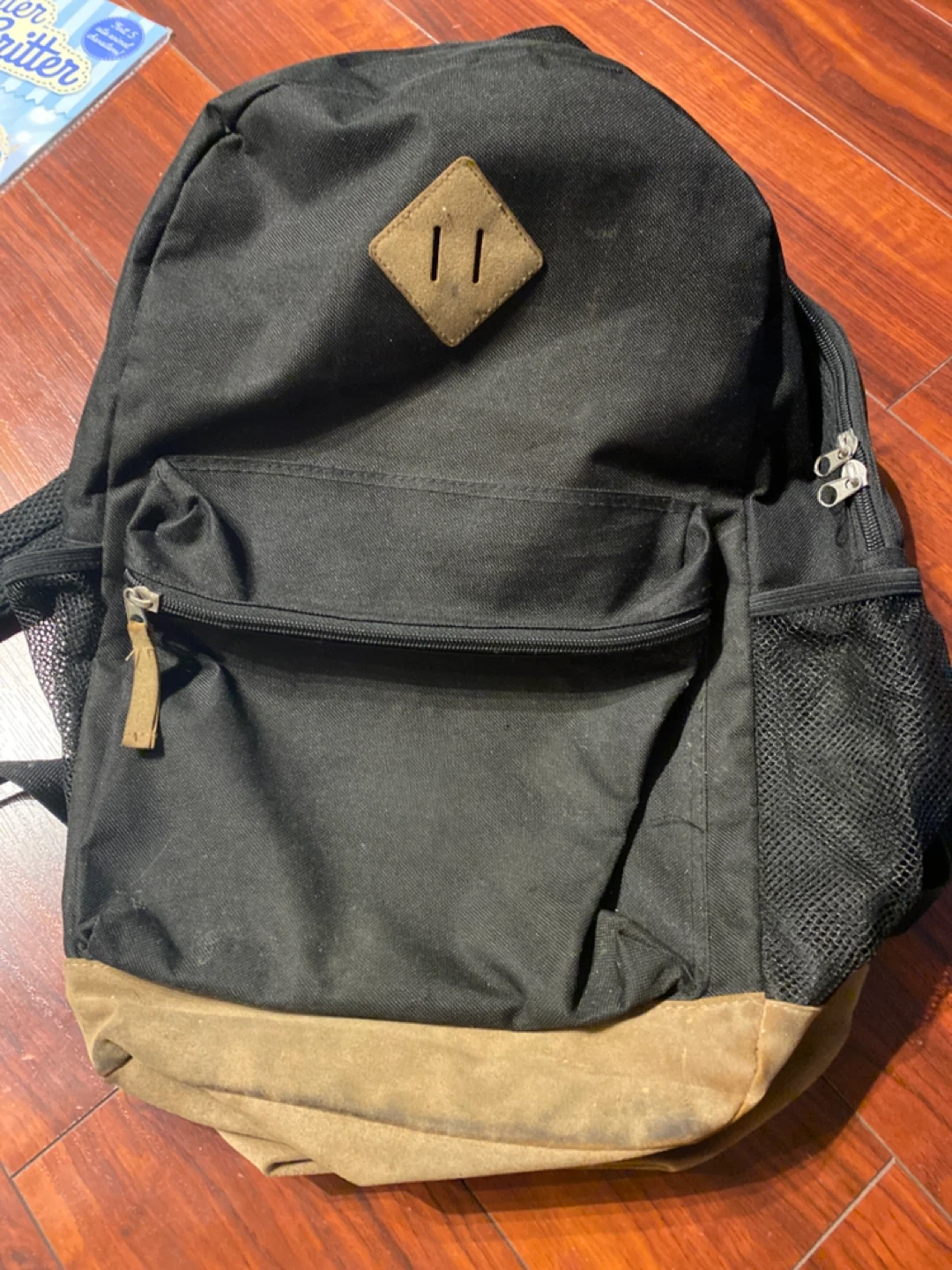 Black Backpack with Tan Bottom