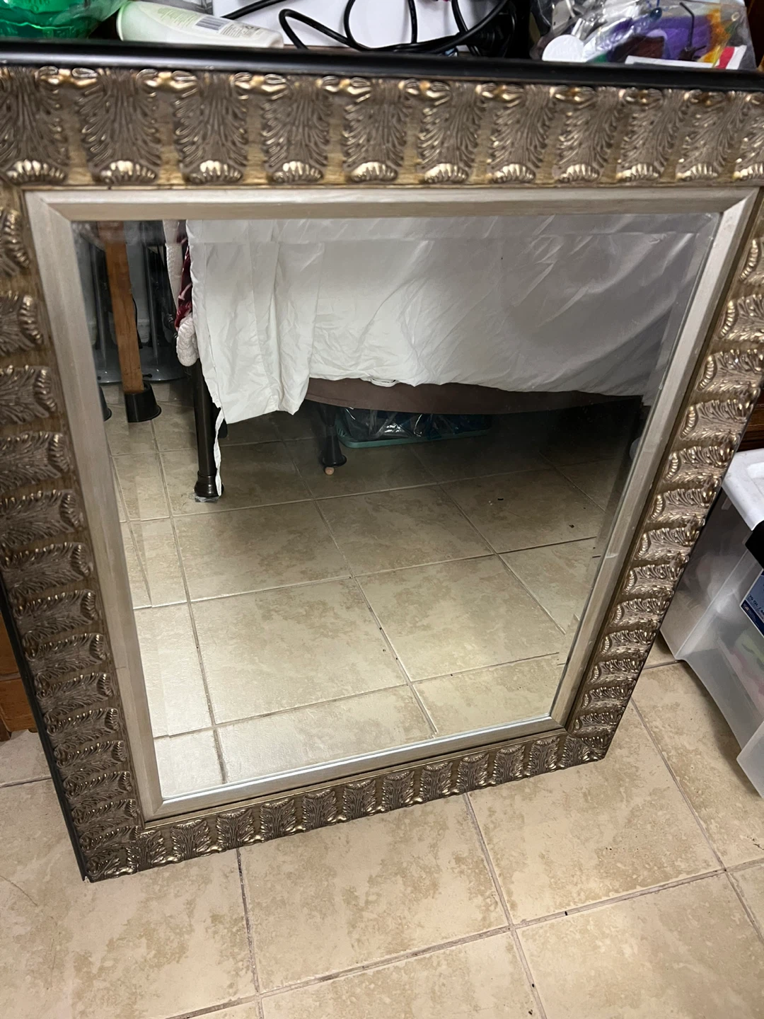 Ornate Gold and Silver Framed Mirror