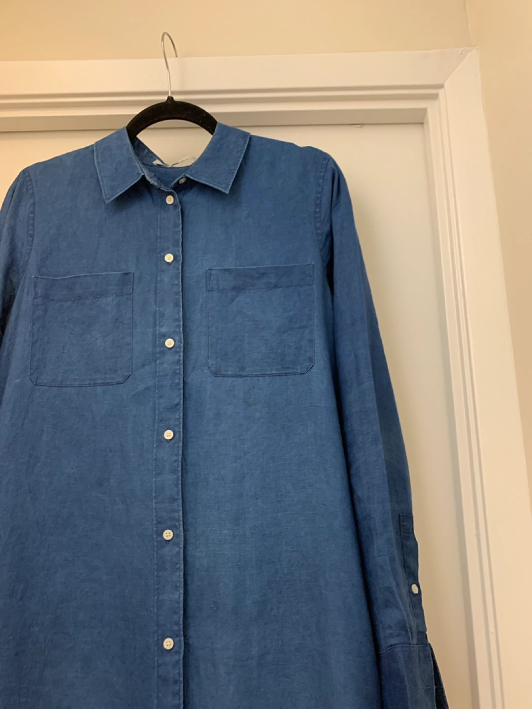 Everlane Blue Button-Up Shirt Dress 100 % linen - photo 2