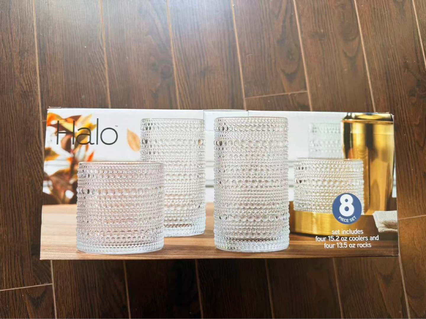 Halo 8-Piece Glassware Set - 4 Coolers & 4 Rocks Glasses