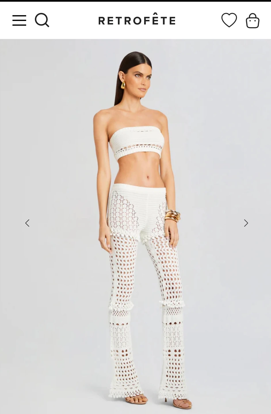 Retrofete revolve White Crochet Strapless Top and Pants Set - photo 2