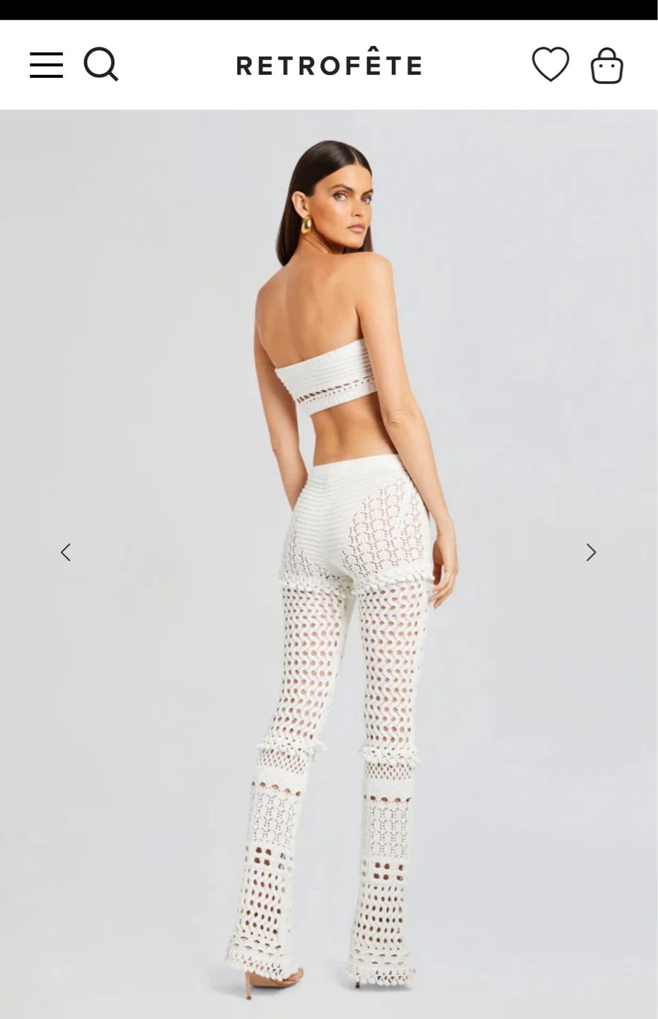 Retrofete revolve White Crochet Strapless Top and Pants Set - photo 3