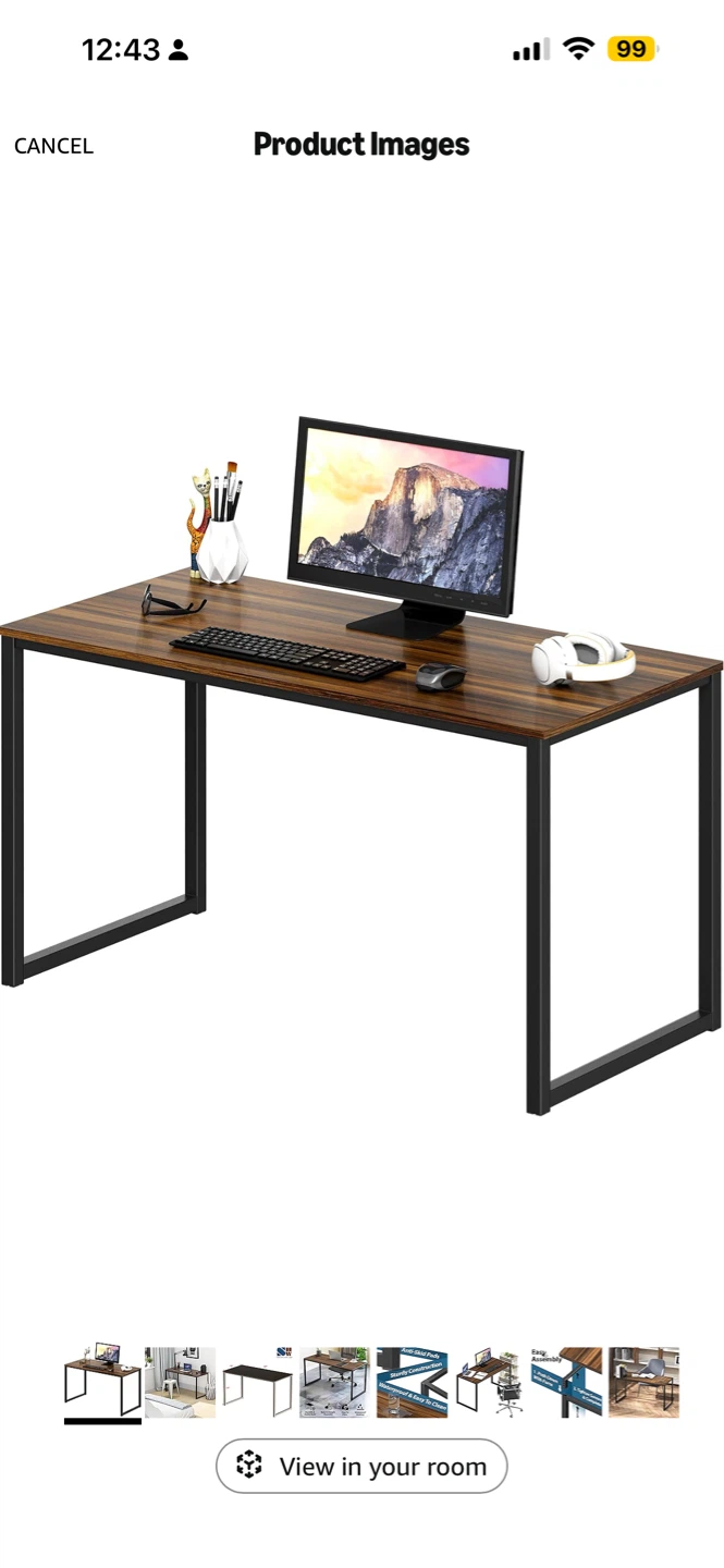 SHW Mission 40-Inch Home Office Computer Desk, Walnut