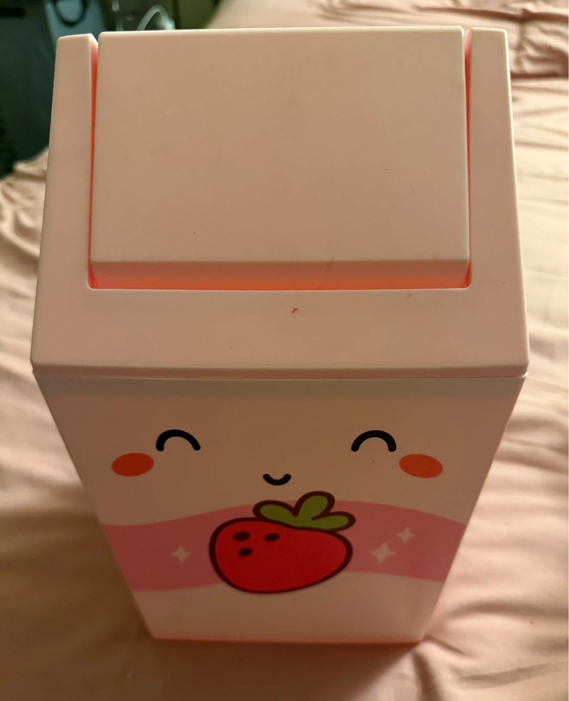 Pink Room Room Trash Bin with Strawberry Design
