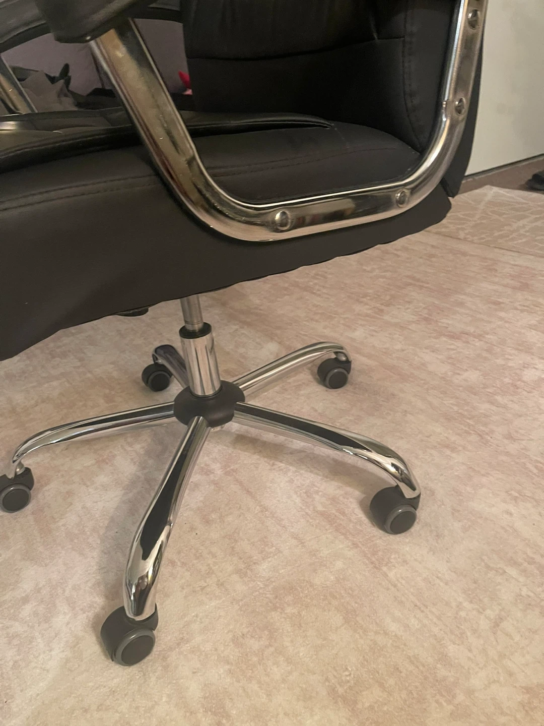 Black Faux Leather Office Chair - photo 3