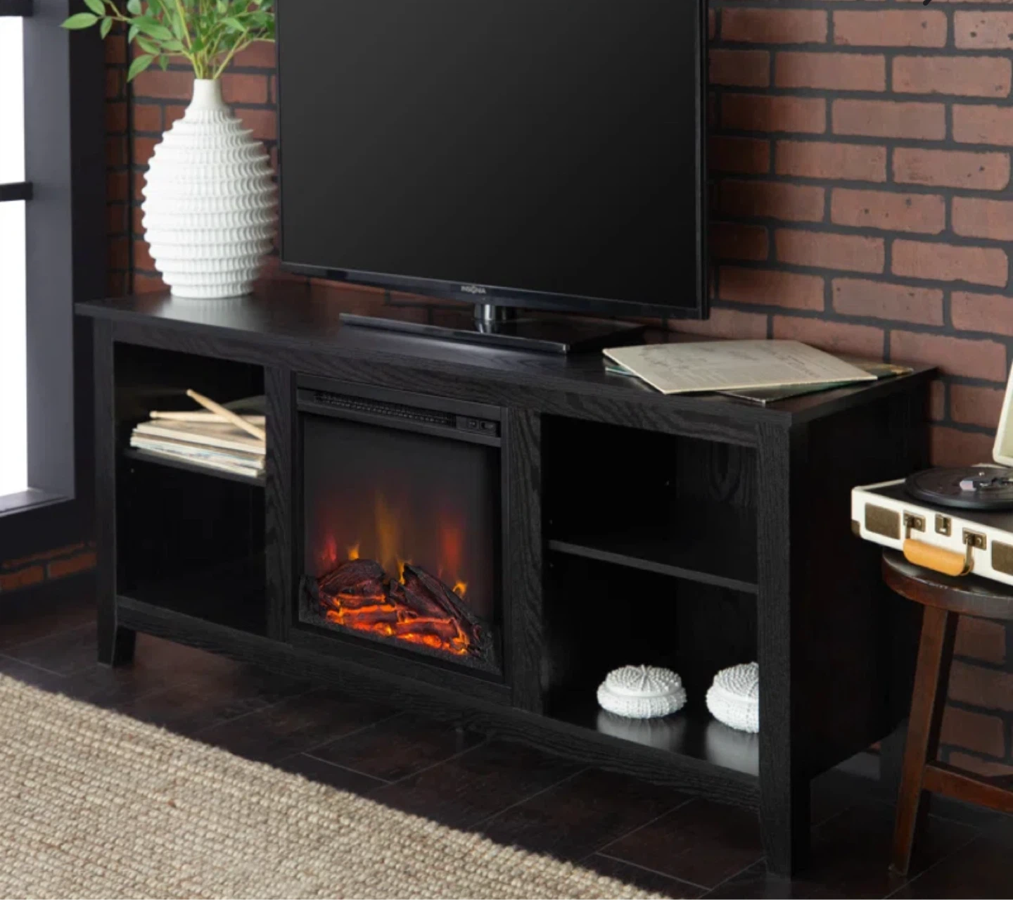 NEW WITHOUT UNBOXING 58” Black Electric Fireplace TV Stand - photo 3