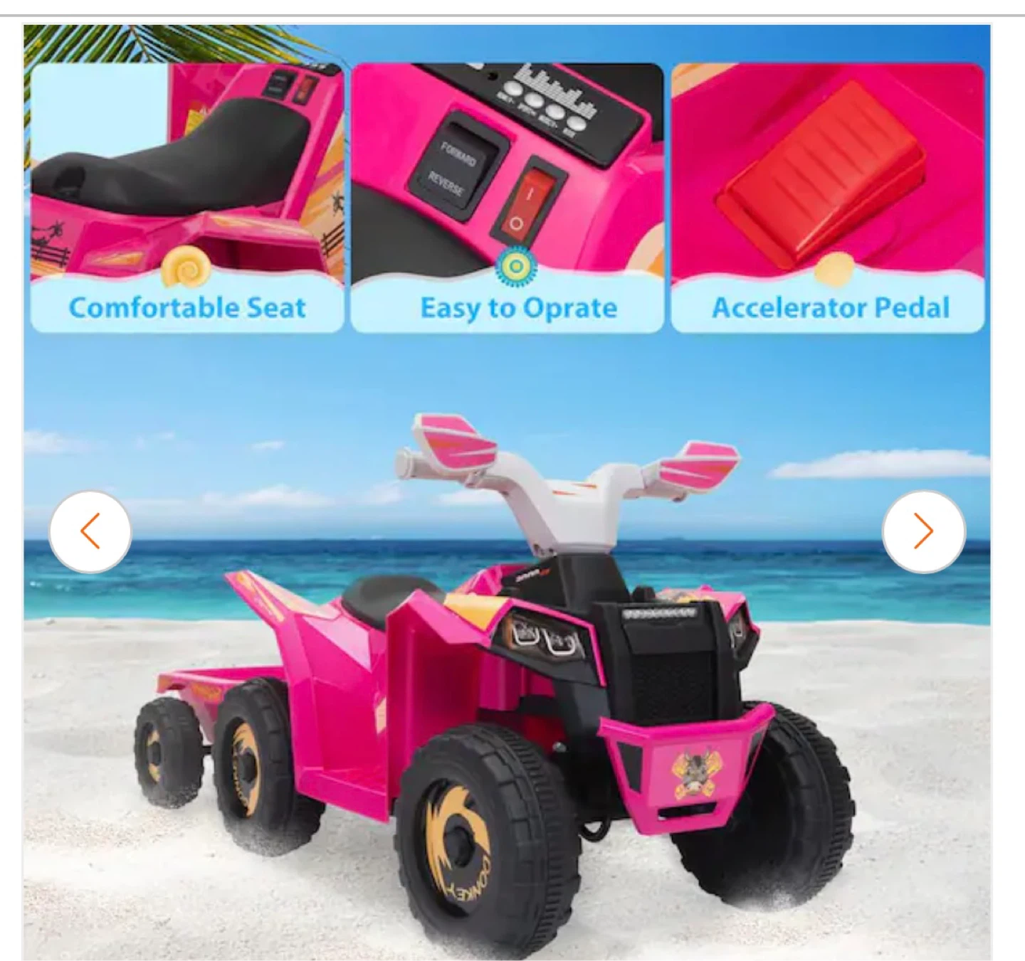 Pink Kids Ride-On ATV with Trailer - photo 3