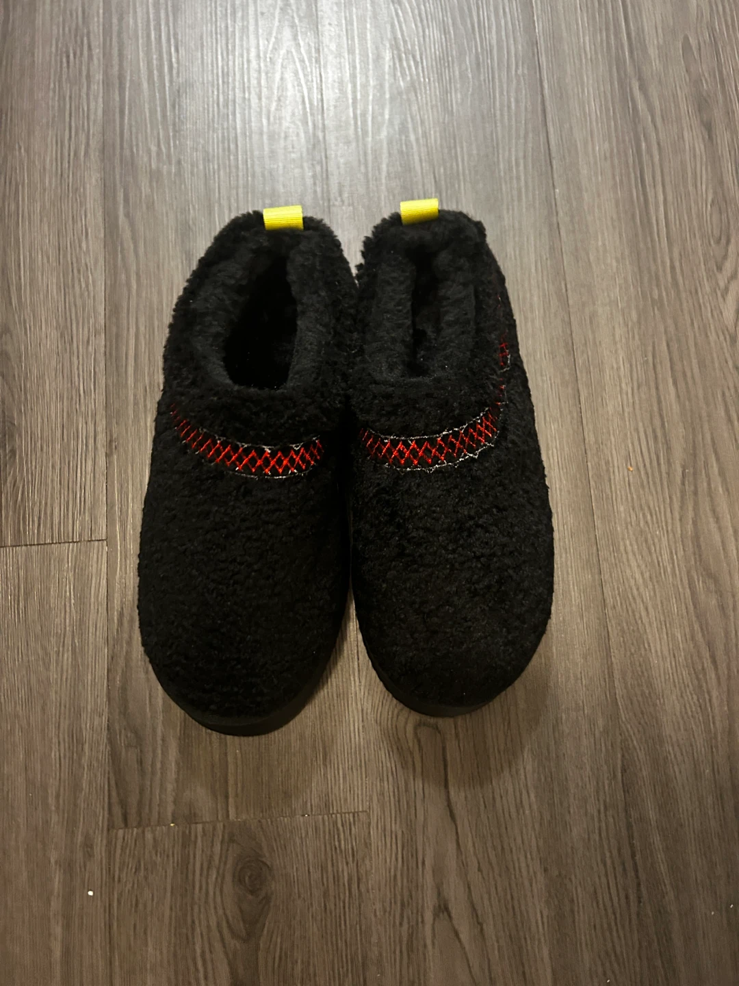 Black Fuzzy Slippers with Red Trim - photo 3