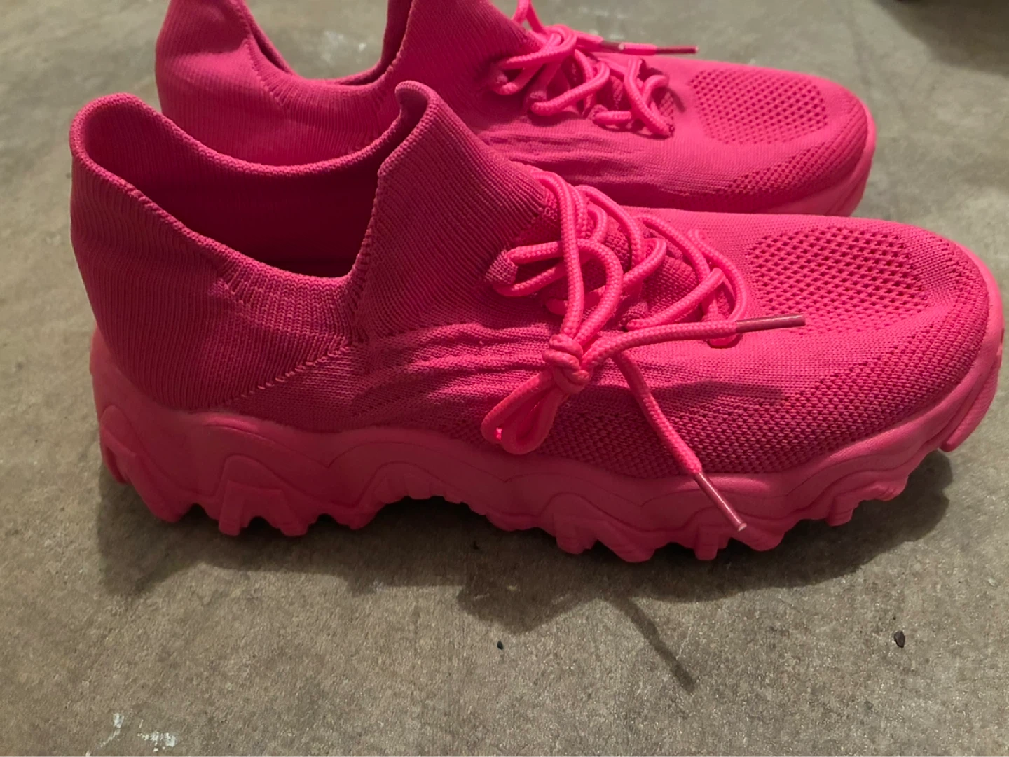 Bright Pink Knit Sneakers Size 42 - photo 4