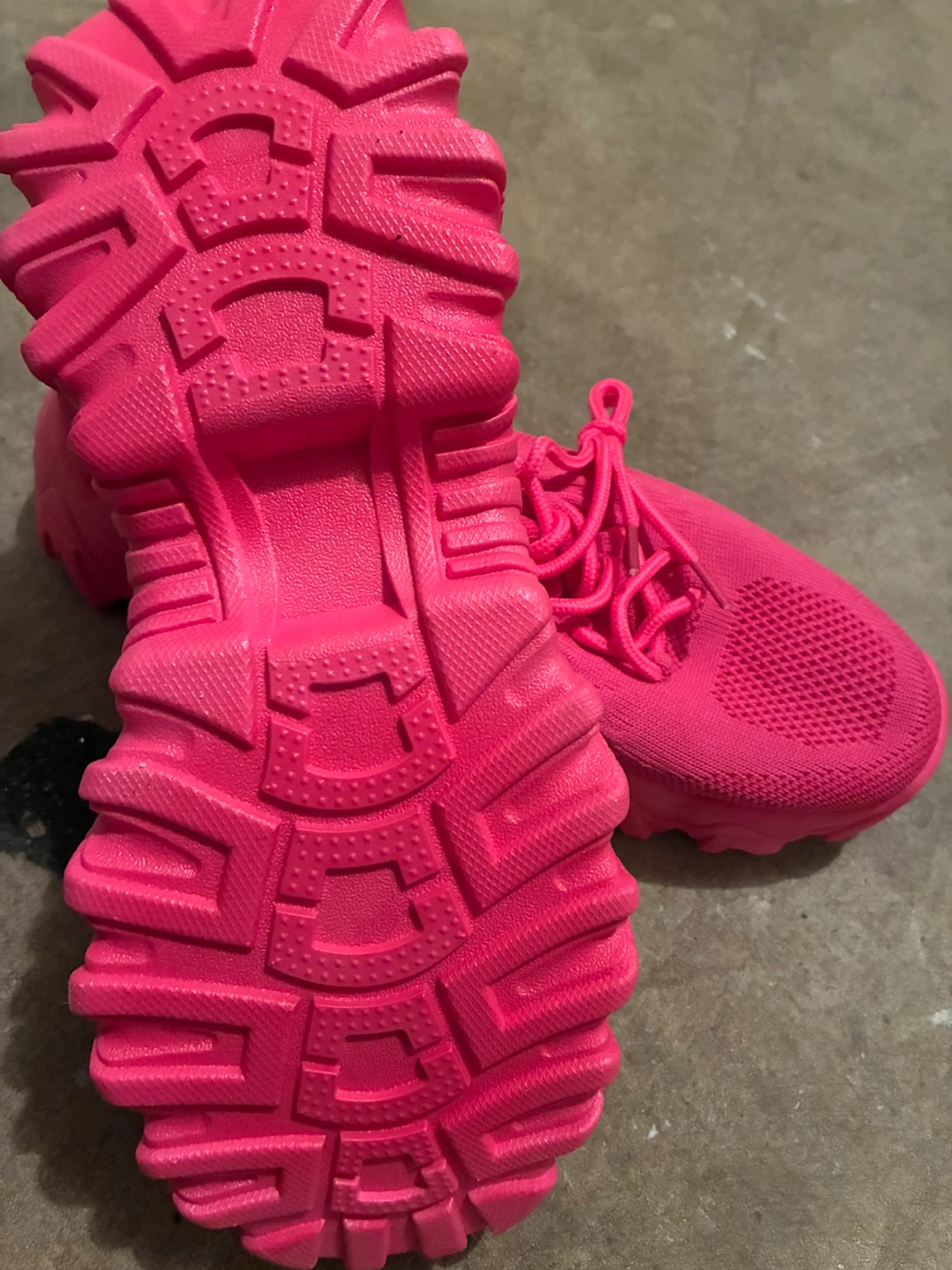 Bright Pink Knit Sneakers Size 42 - photo 3