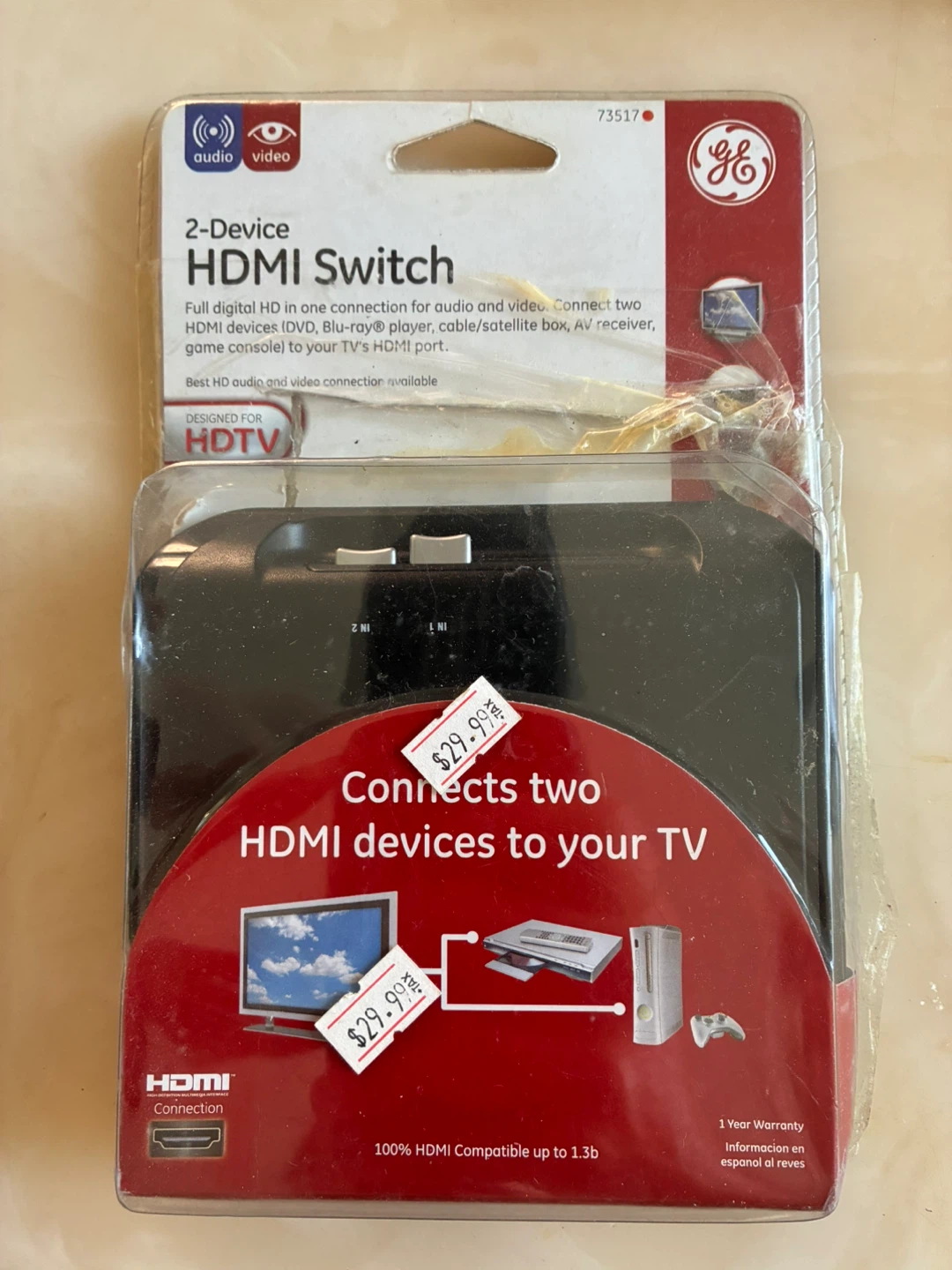 GE 2-Device HDMI Switch 73517