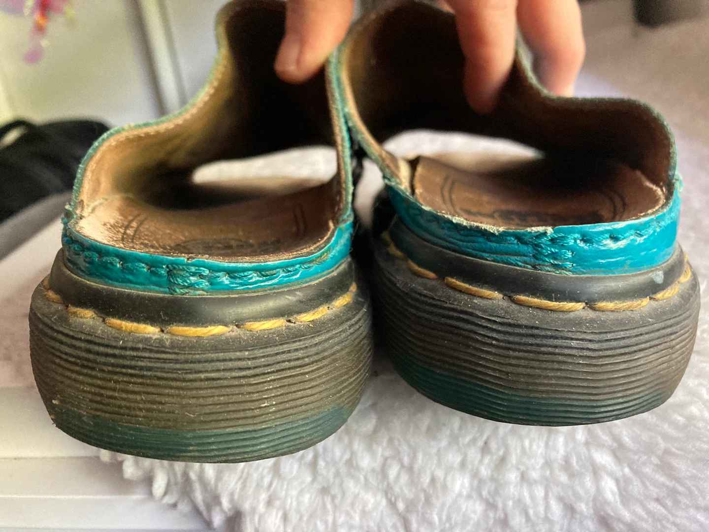 Dr. Martens Turquoise Leather Slides - photo 4