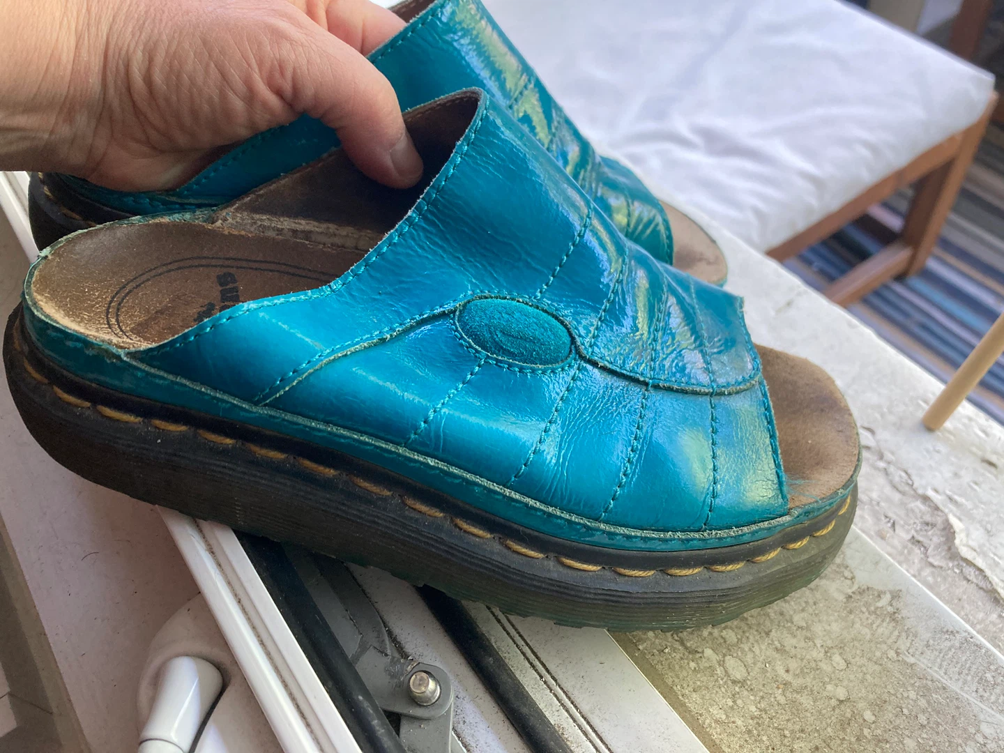 Dr. Martens Turquoise Leather Slides - photo 2