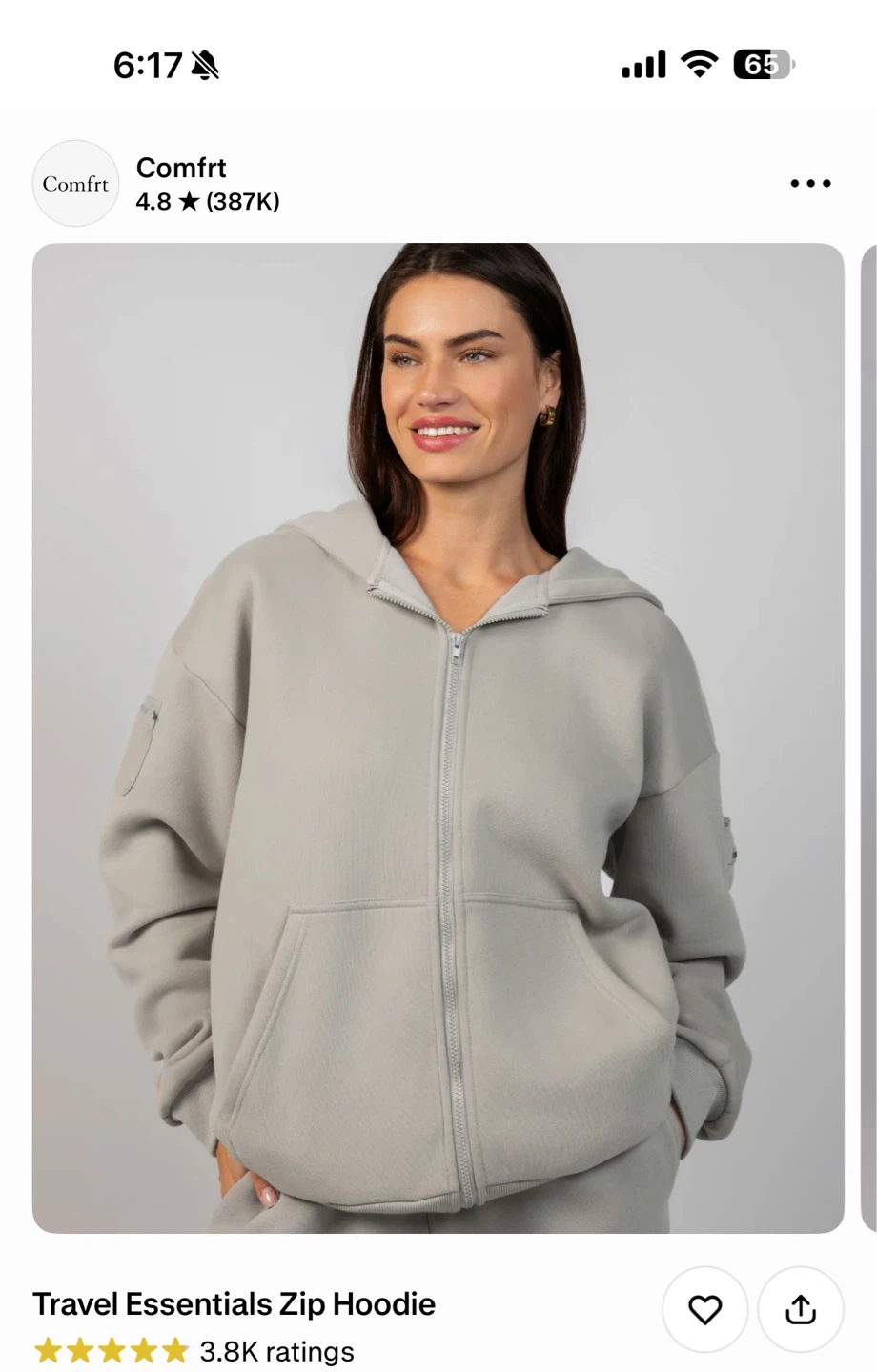 Comfrt Travel Essentials Zip Hoodie