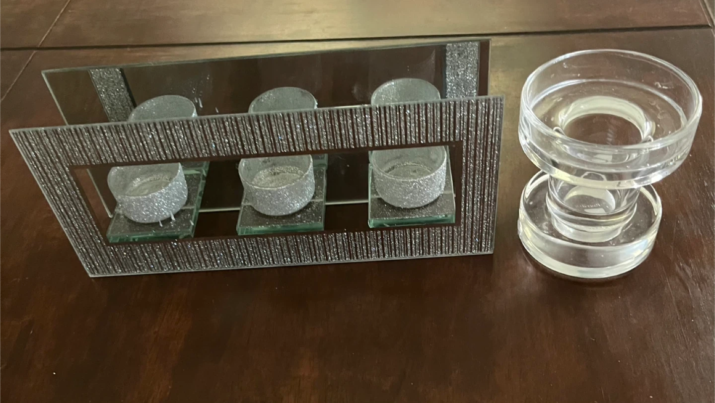 Sparkly Mirrored and glass candle holder