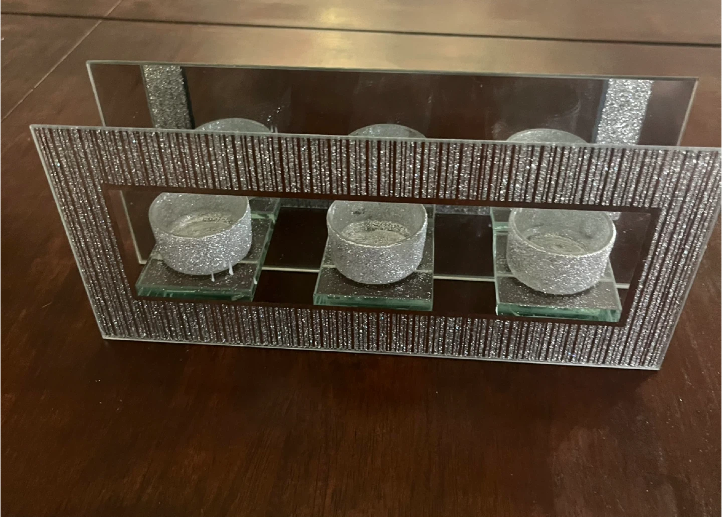 Sparkly Mirrored and glass candle holder - photo 2