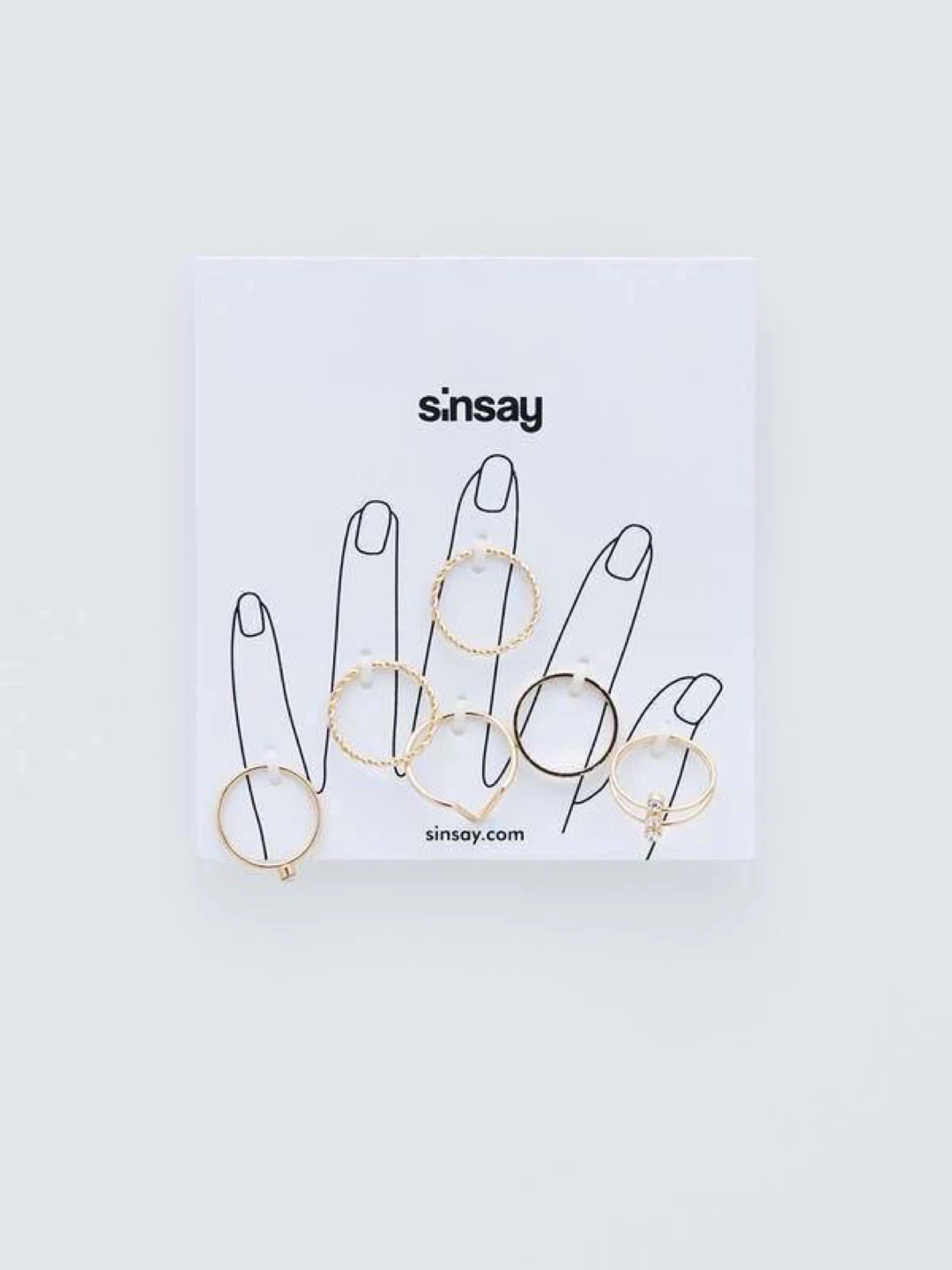 Sinsay Gold-Tone Ring Set with Stones (6 pcs) - photo 2