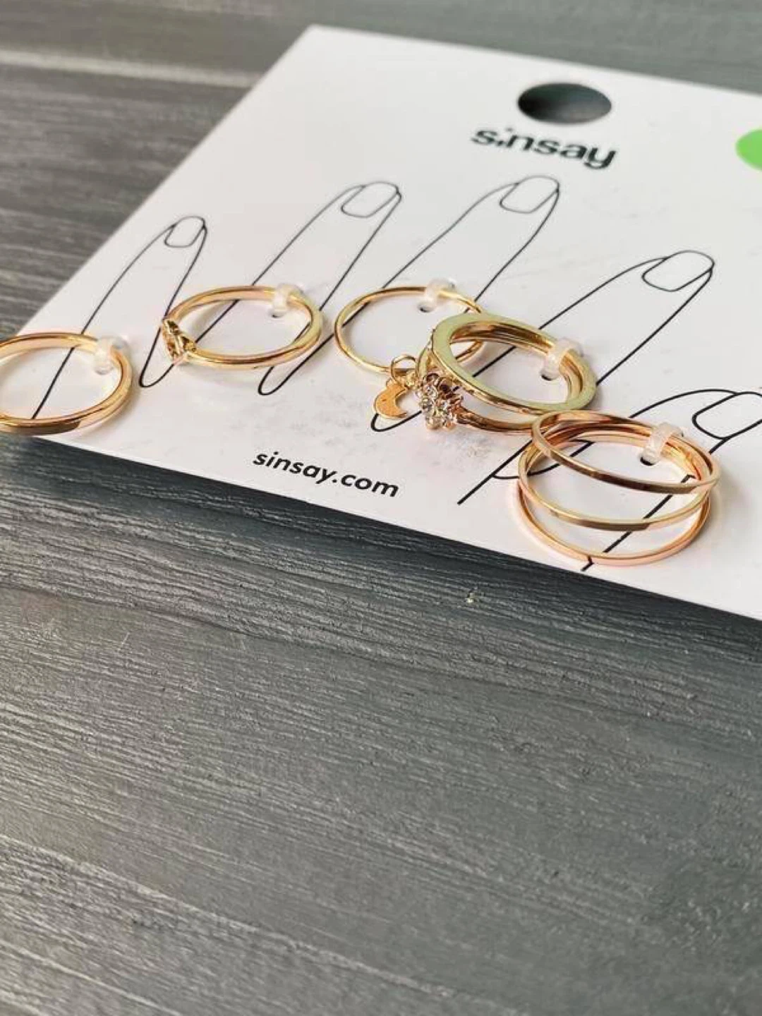 Sinsay Gold-Tone Ring Set with Heart, Star & Stones (8 pcs) - photo 2