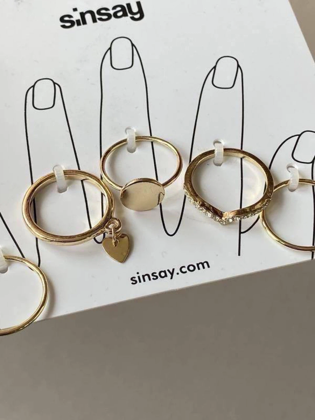 Sinsay Gold-Tone Ring Set – Mixed Designs (5 pcs) - photo 4