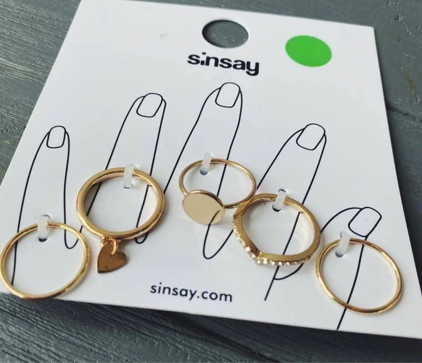 Sinsay Gold-Tone Ring Set – Mixed Designs (5 pcs)