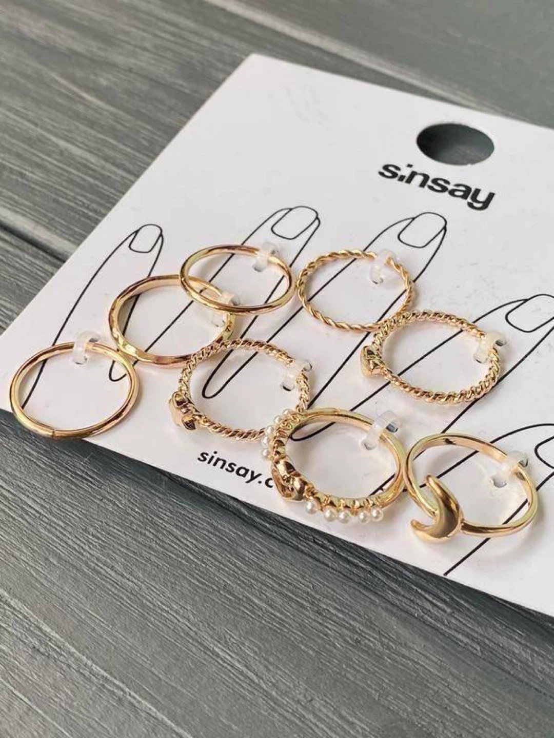 Sinsay Ring Set with Heart, Star & Moon (8 pcs) - photo 2