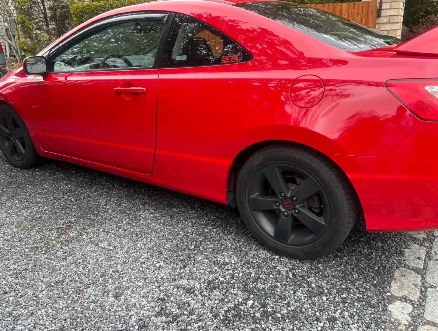 Red Honda Civic Coupe with Sunroof