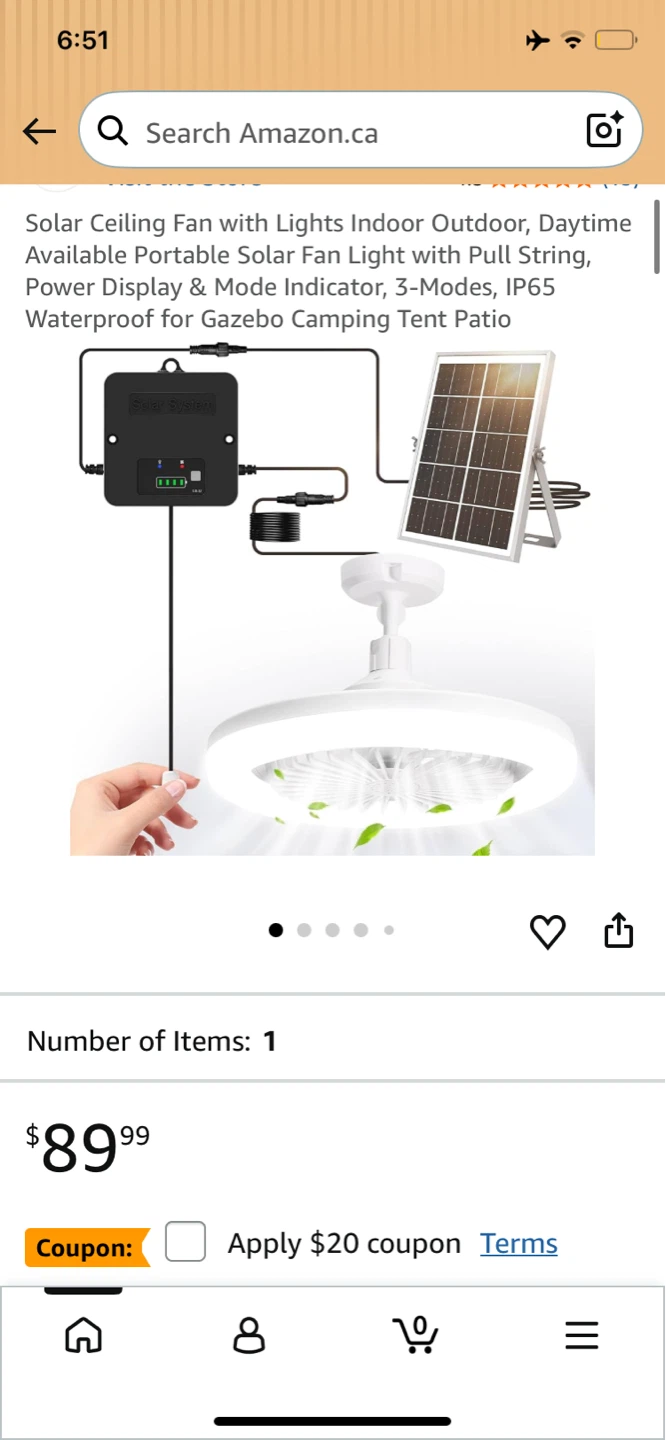 Solar Ceiling Fan with Lights