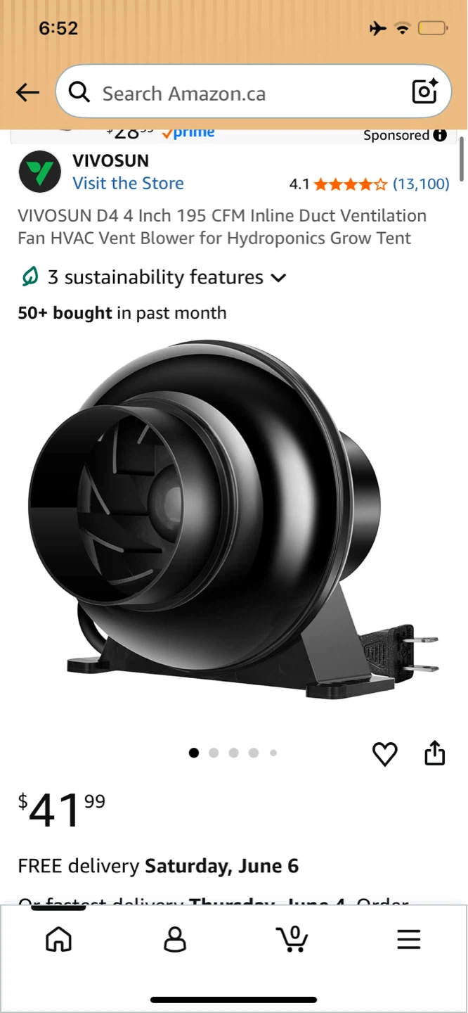 VIVOSUN D4 4 Inch 195 CFM Inline Duct Fan