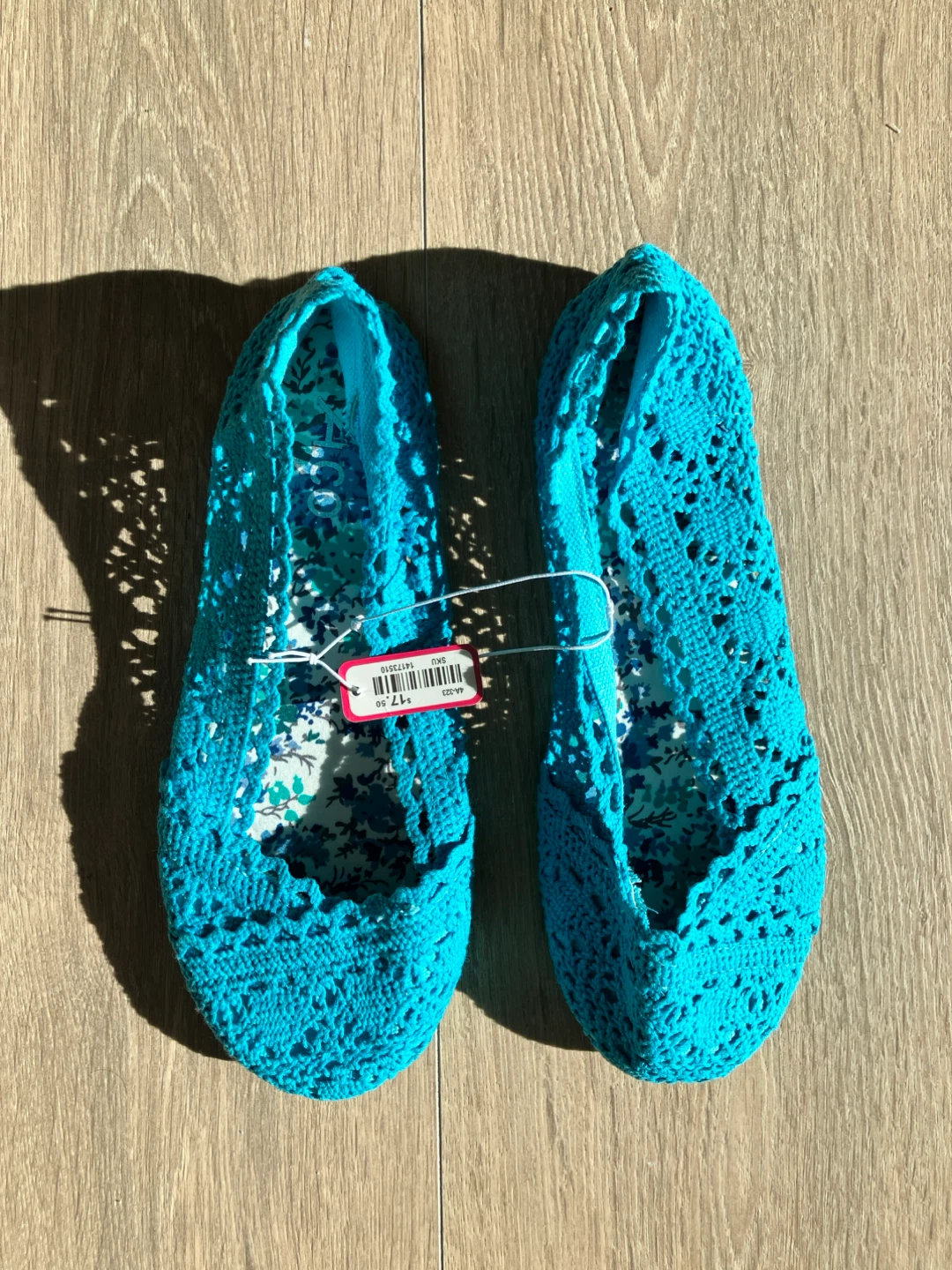 Turquoise Crochet Flats