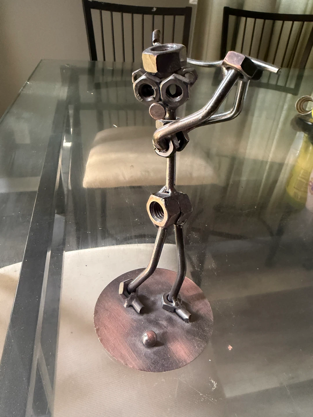 Metal Nut and Bolt Golfer Figurine