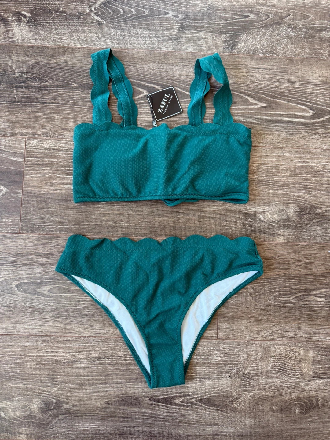 ZAFUL Teal Scalloped Bikini size large
