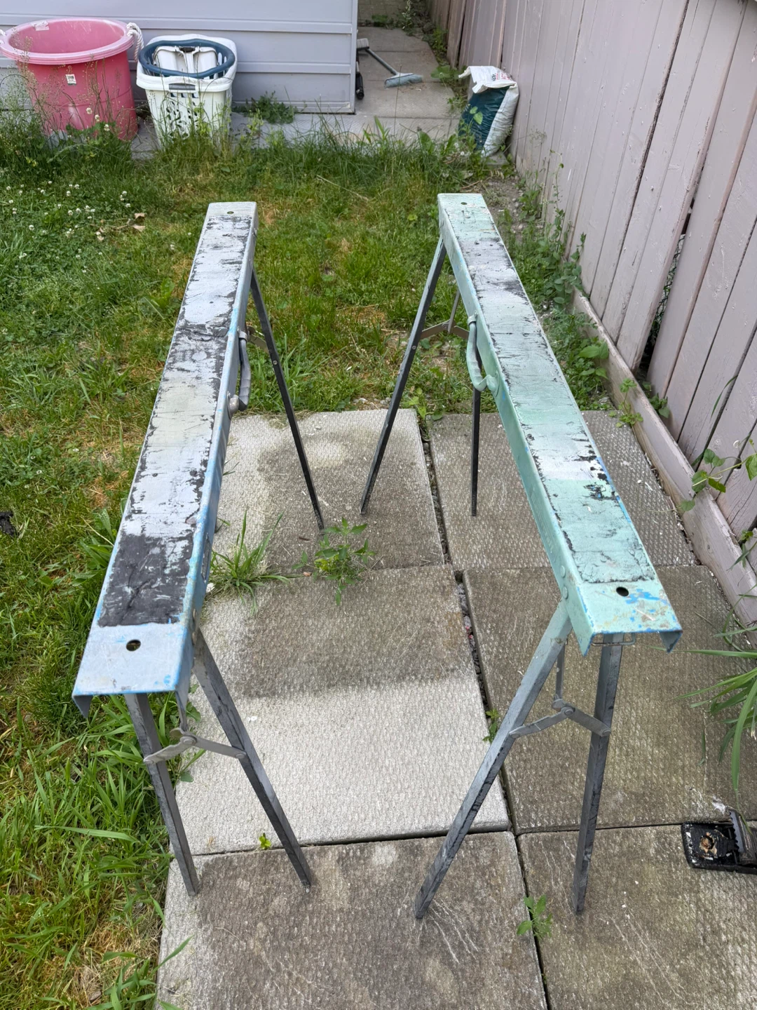 Pair of Metal Sawhorses- both for 20$