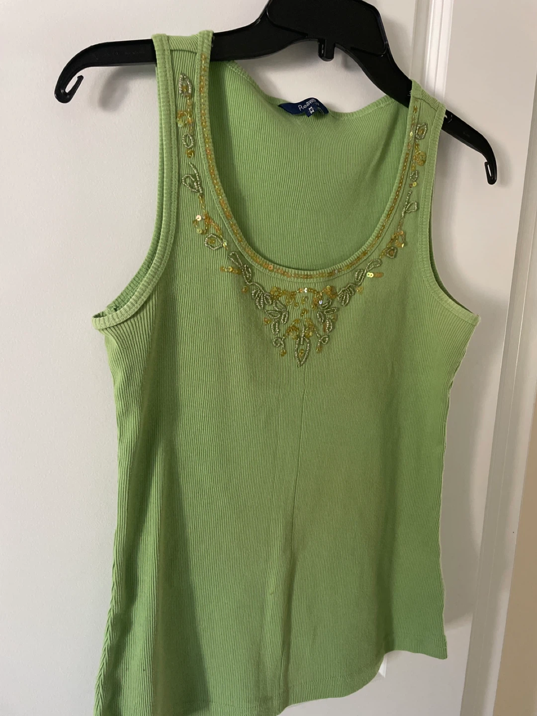 Reitmans Green Beaded Tank Top - Size M