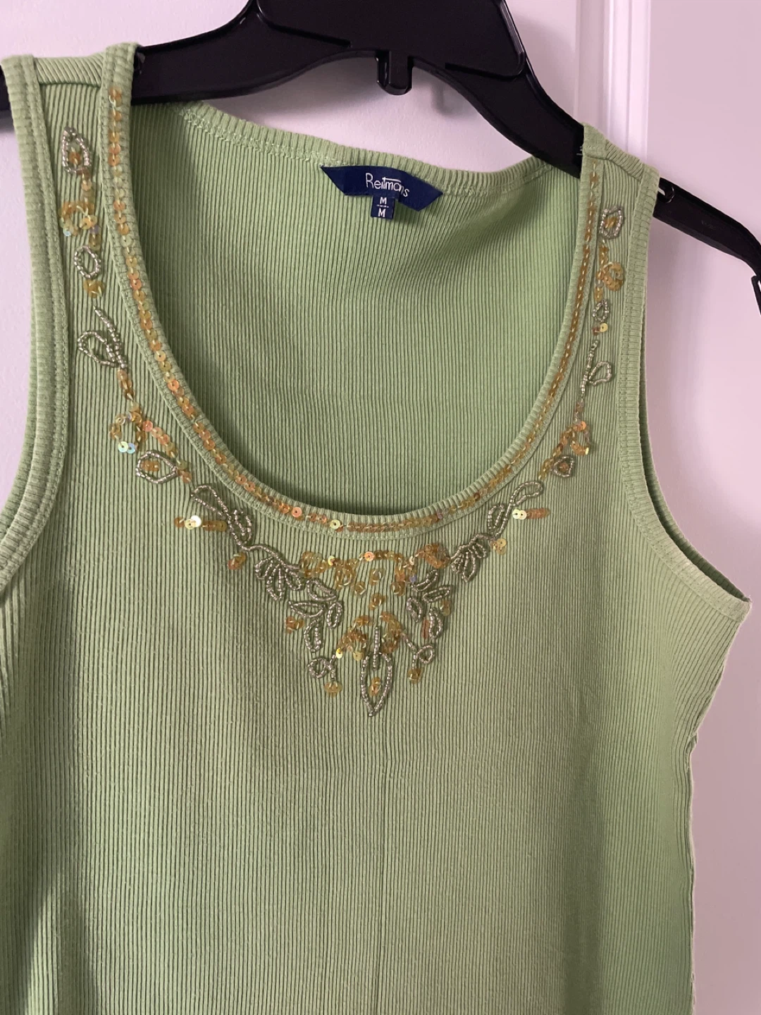 Reitmans Green Beaded Tank Top - Size M - photo 3