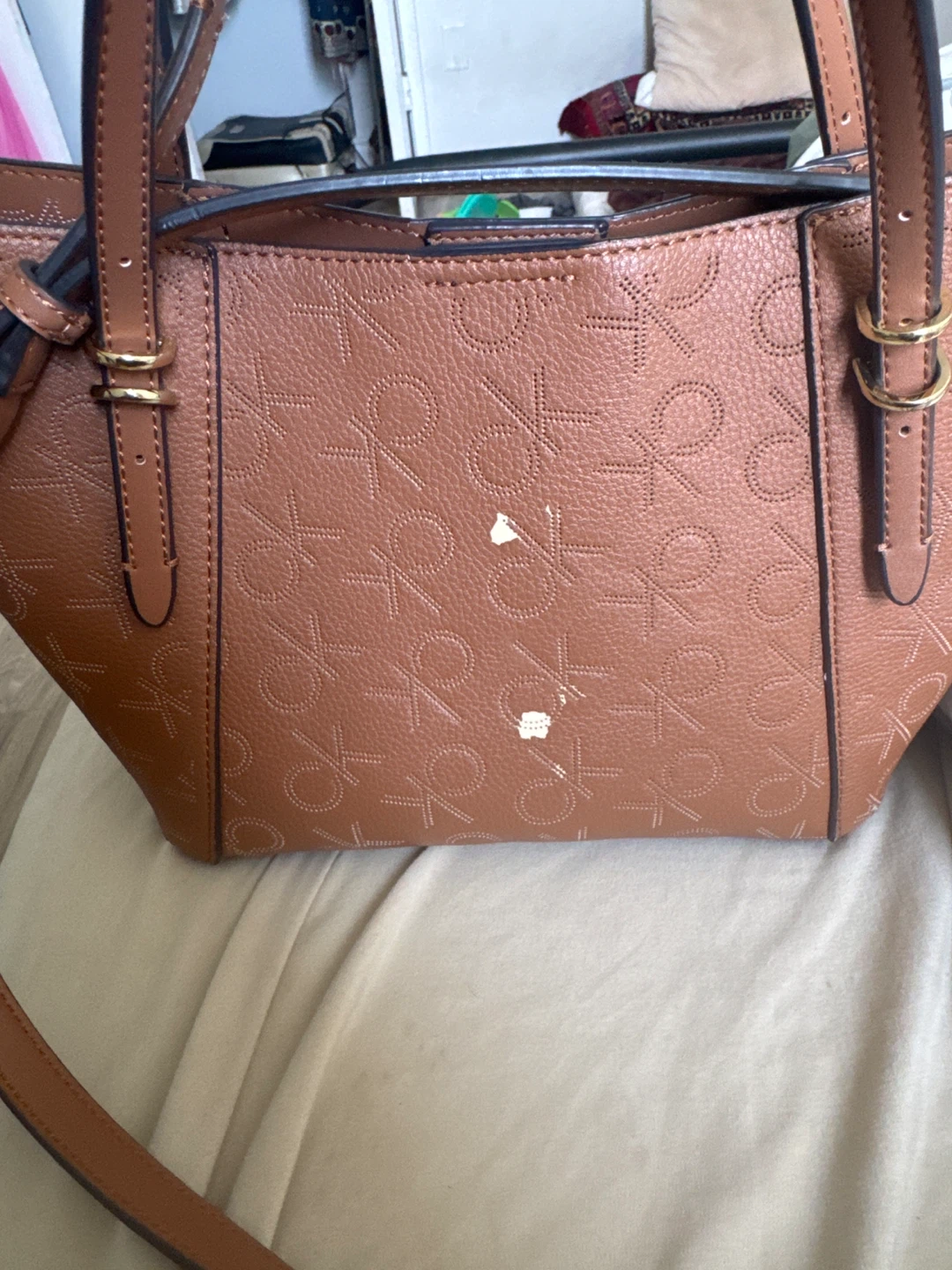 Calvin Klein Brown Embossed Logo Tote Bag - photo 2