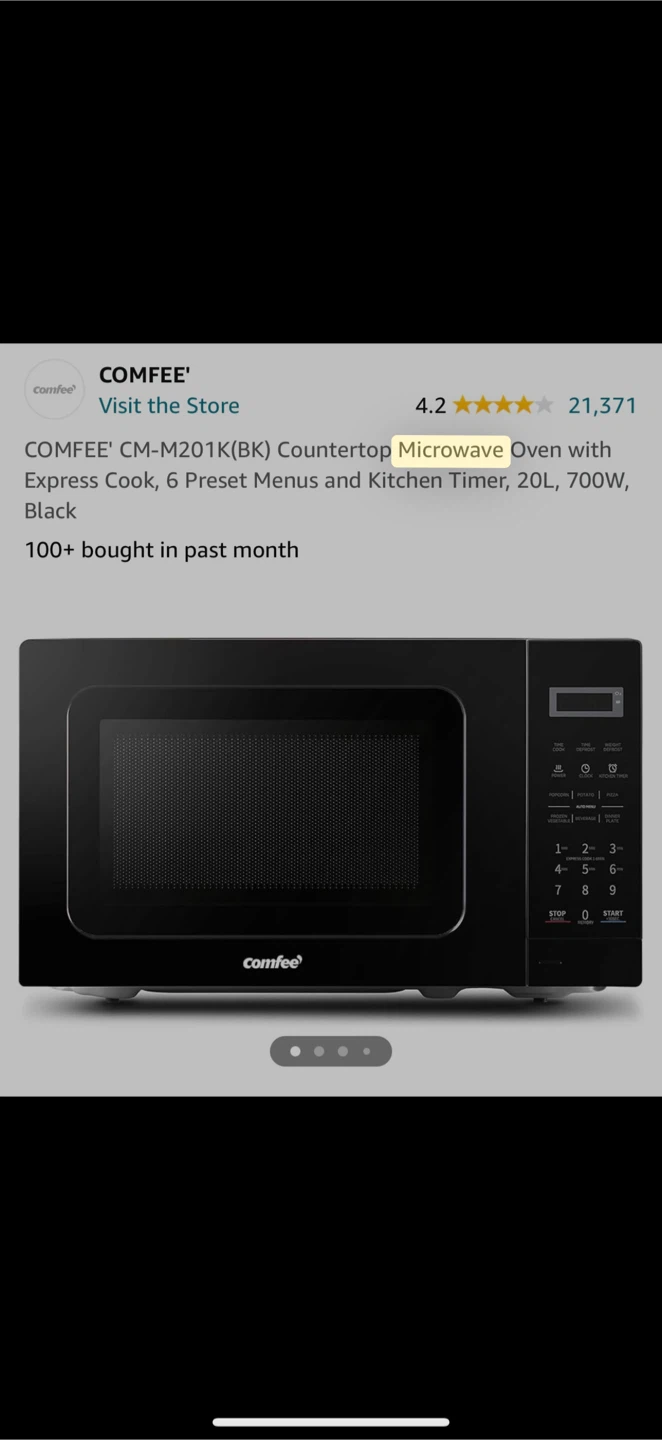 Comfee CM-M201K Countertop Microwave Oven