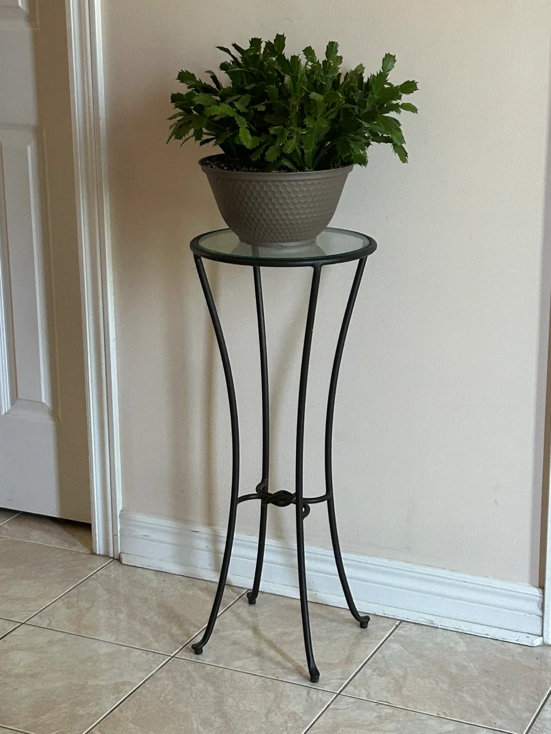 Metal and Glass Pedestal Stand