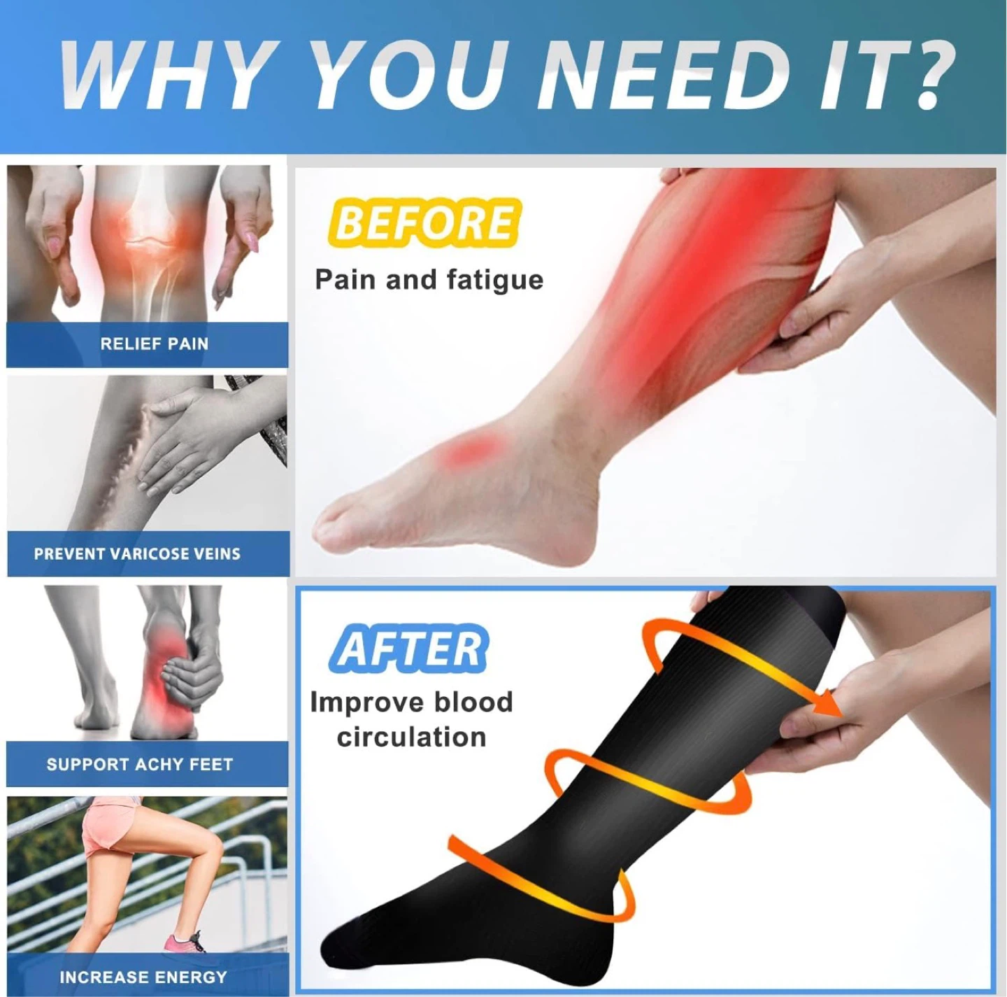 Black Compression Socks 4 Pairs - photo 2