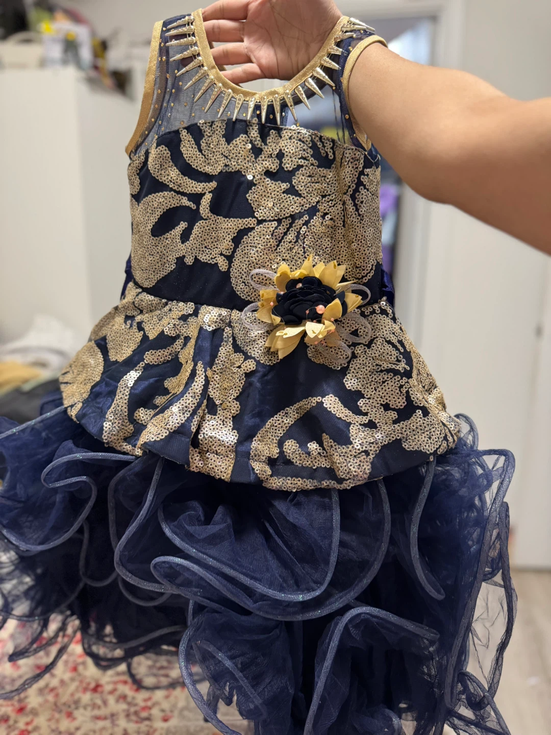 Girls Blue & Gold Sequin Dress - photo 2